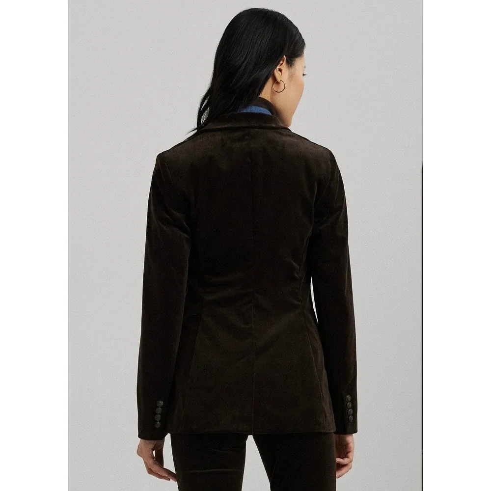 Lauren Ralph Lauren Women Brown Corduroy Blazer Jacket Crest Button Size 22W - Picture 3 of 12